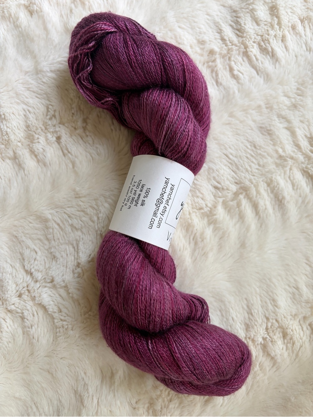 Yarn Chef 100% Silk Hand Dyed Purple Lace Weight Yarn - Picture 2 of 5